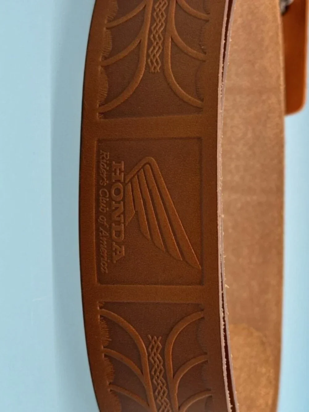 RARE Vintage Honda Rider’s Club of America Brown Leather Belt